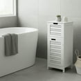 thumbnail image 3 of Bathroom Storage Cabinet with Vented Door and Drawer, Compact Freestanding Linen Cabinet for Small Spaces, White Finish - Miami Collection, 3 of 10