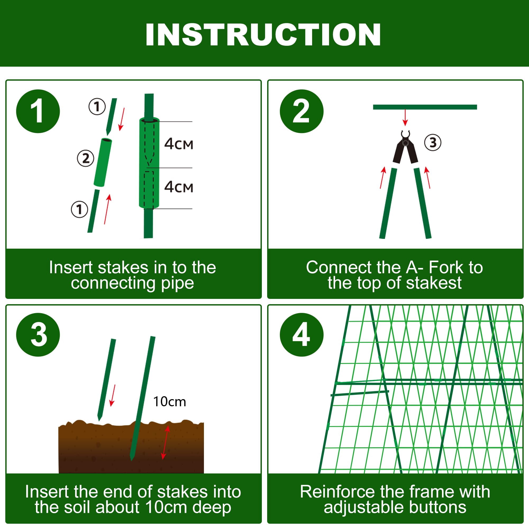 Ebaokuup 2 Packs 48" x 48" A-Frame Garden Trellis with Climbing Net for Cucumbers, Vegetables and Flowers