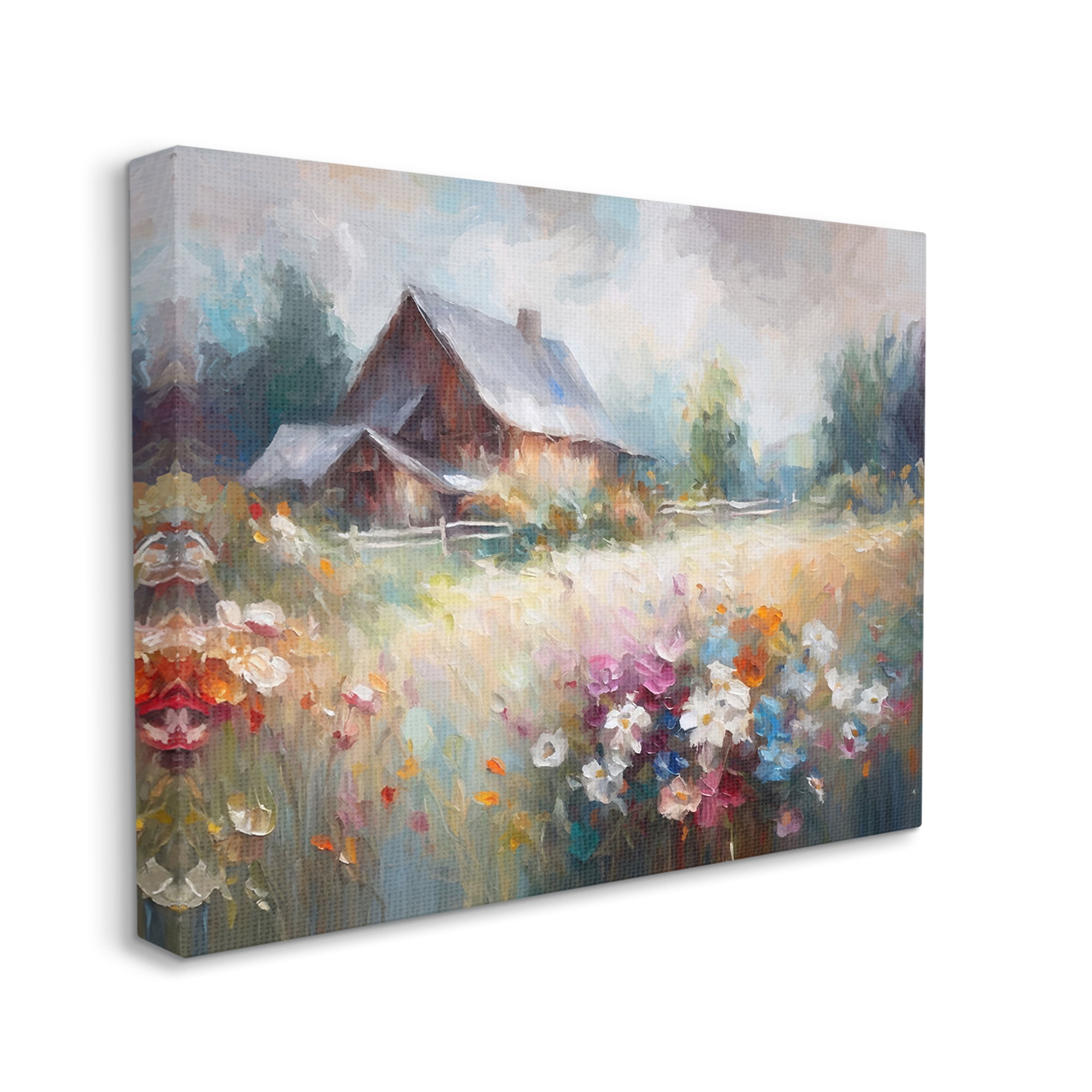 Stupell Industries Grey Rustic Countryside Landscape Painting Gallery Wrapped Canvas Art Print Wall Art, 30 x 24
