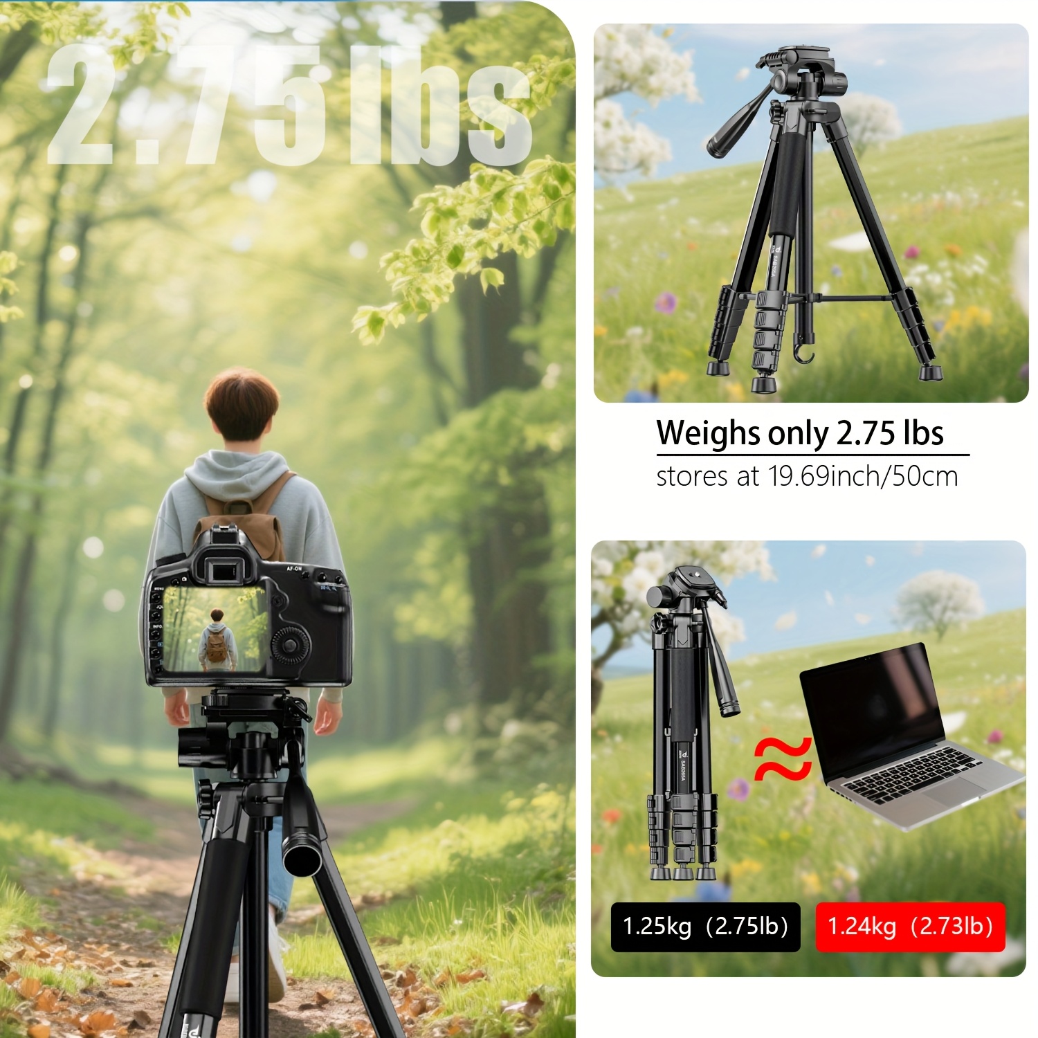 Professional 71-inch Aluminum Tripod with Quick Release Plate & Phone Clip for DSLR Cameras, Cell Phones, Projectors, Webcams - Ideal for Outdoor Shooting, Live Streaming, Video Recording