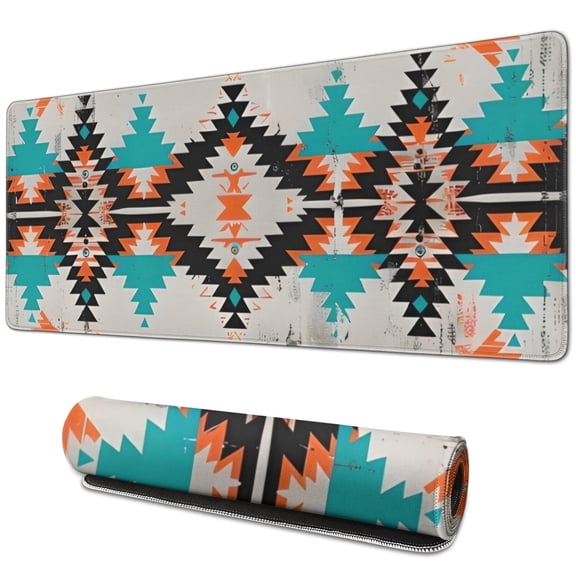 Long Mouse Pads for Desk,Colorful Geometric Triangle Diamond Desk Mats on Top Of Desks, Desk Mouse Pad Extra Large with 3mm Non-Slip Base and Stitched Edge for Gaming,Work,Home 31.5"x11.8"