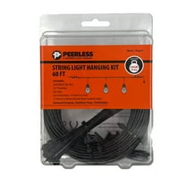 60 ft Black Vinyl-Coated Wire Rope String Light Hanging Kit with Thimbles, Clips, Screw Eyes and Zip Ties, Peerless Chain, 4741060K