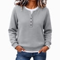thumbnail image 7 of cocolona Womens Sweatshirts no Hood Crew Neck Patchwork Casual Long Sleeve Button Trendy Pullover Sweatshirts, 7 of 7