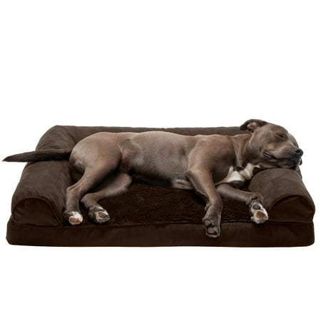UPC: 0842229100181 | FurHaven Pet Products Plush & Suede Orthopedic Sofa-Style Pet Bed for Dogs & Cats – Espresso Large