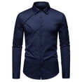 thumbnail image 2 of DAFPZW Mens Pleated Dress Shirts Fall Long Sleeve Turndown Collar Shirt Fashion Button Tops Casual Business Office Shirt, 2 of 7