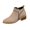Khaki, variant on Women’s Metal Zipper Pointed Toe Ankle Booties, Faux Suede Low Stacked Block Heel Short Chelsea Boots, Side Zip Casual Shoes Beige 5.5(36)