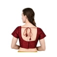thumbnail image 4 of Sonakshi Fashion Dark Maroon Women's Jacquard Readymade Partywear Indian Ethnic Saree Blouse Choli Top Short Sleeve, 4 of 5