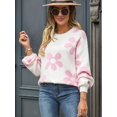 thumbnail image 5 of Women'S Sweater Fall Long Sleeve Crewneck Tops Knit Oversized Pullover Casual Print Tops White XL, 5 of 9