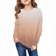 thumbnail image 7 of Girls Crewneck Sweatshirt Gradient Long Sleeve Oversized Sweat Shirt Drop Shoulder Loose Spring Casual Tops Tween Girl, Brown, 2 Years, 7 of 7