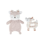 Modern Moments by Gerber Infant Unisex Plush Velvoa Lovie & Rattle Toys, 2-Piece Set