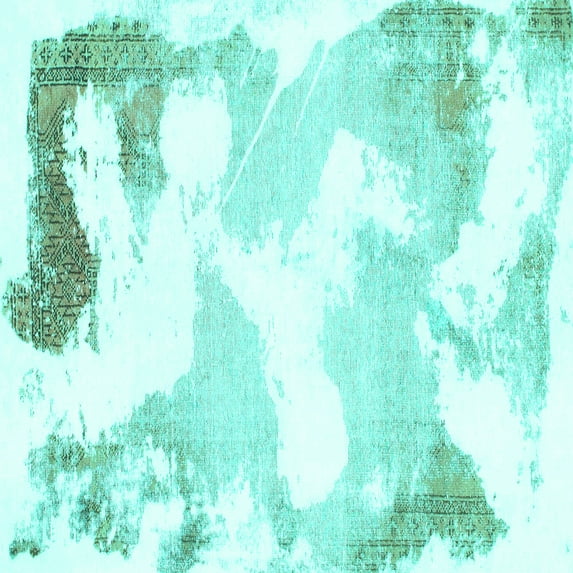 Ahgly Company Indoor Square Abstract Turquoise Blue Modern Area Rugs, 5' Square