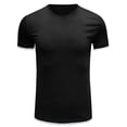 thumbnail image 4 of IYTR Mens Shirts Athletic Gym Workout Shirts Round Neck Short Sleeve T Shirts Casual Solid Color Slim Sports Daily Top Blouse Black XXL, 4 of 5