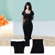thumbnail image 5 of Ropa femenina a escala 1/6 para figura de acción de 12 pulgadas, disfraz de manga corta, bodycon Negro, 5 of 9