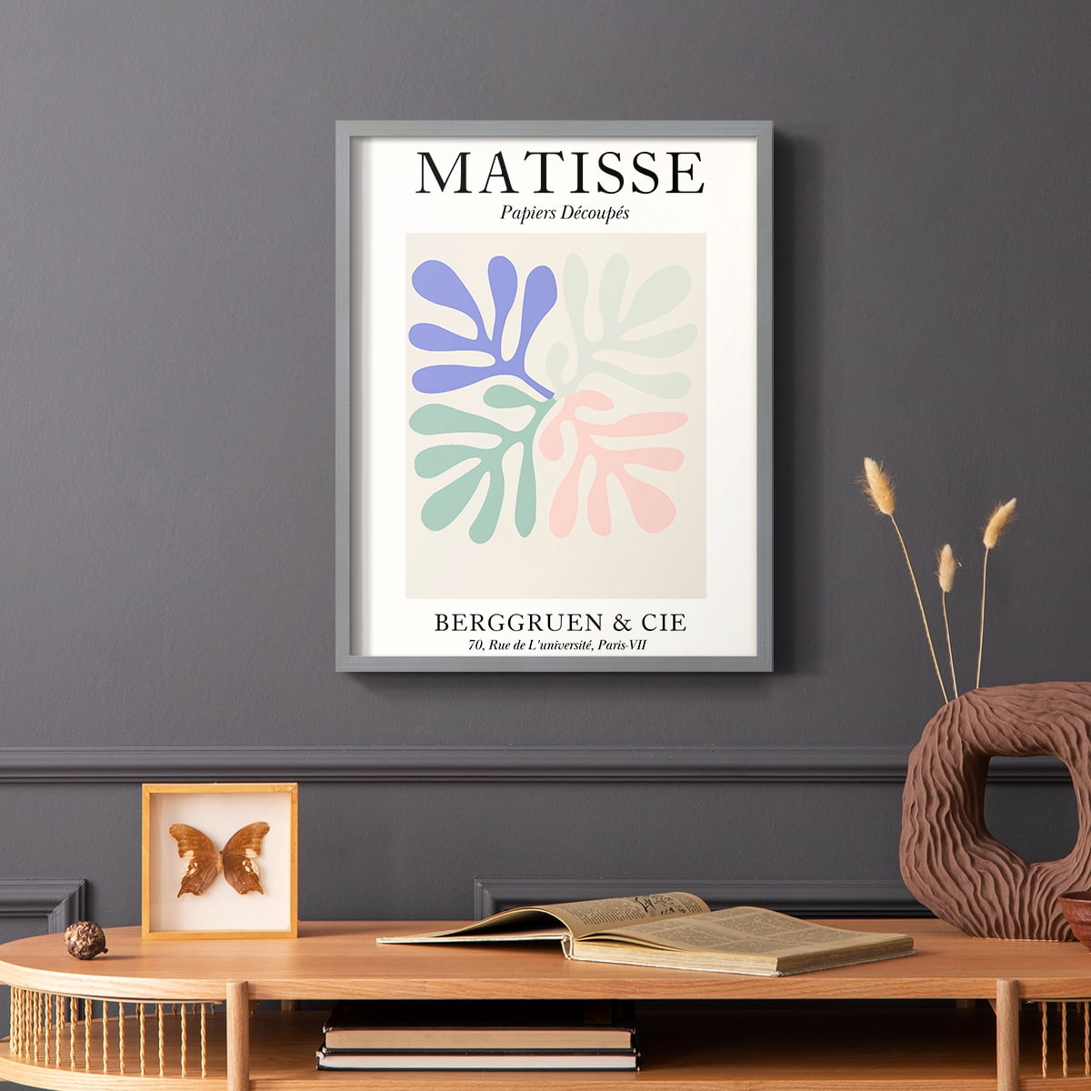 Matisse DIV Framed Print in Gray Solid Wood Framed Print No Nail Hanging