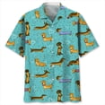 thumbnail image 3 of Camisa hawaiana con estampado 3D de dibujos animados de perro salchicha para hombre, blusa con gráfico de animales para mascotas, blusas con botones de solapa para vacaciones de verano, camisas de pla, 3 of 5