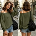 thumbnail image 4 of Diufon Off Shoulder Sweatshirt for Women Long Sleeve Drop Shoulder Pullover Tops Soft Comfy Fall Winter Warm Sweatshirts, 4 of 9