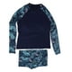 thumbnail image 3 of Traje de baño de dos piezas para mujer, de fibra de poliéster, de manga larga, con estampado de hojas, traje de baño para surfear, para piscina y playa, 3 of 15