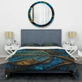 thumbnail image 3 of Designart "Melodies of Boho Blue And Gold I" Boho Feather Bedding Covert Set - Traditional Blue Geometric Bed Set With 1 Sham, 3 of 6