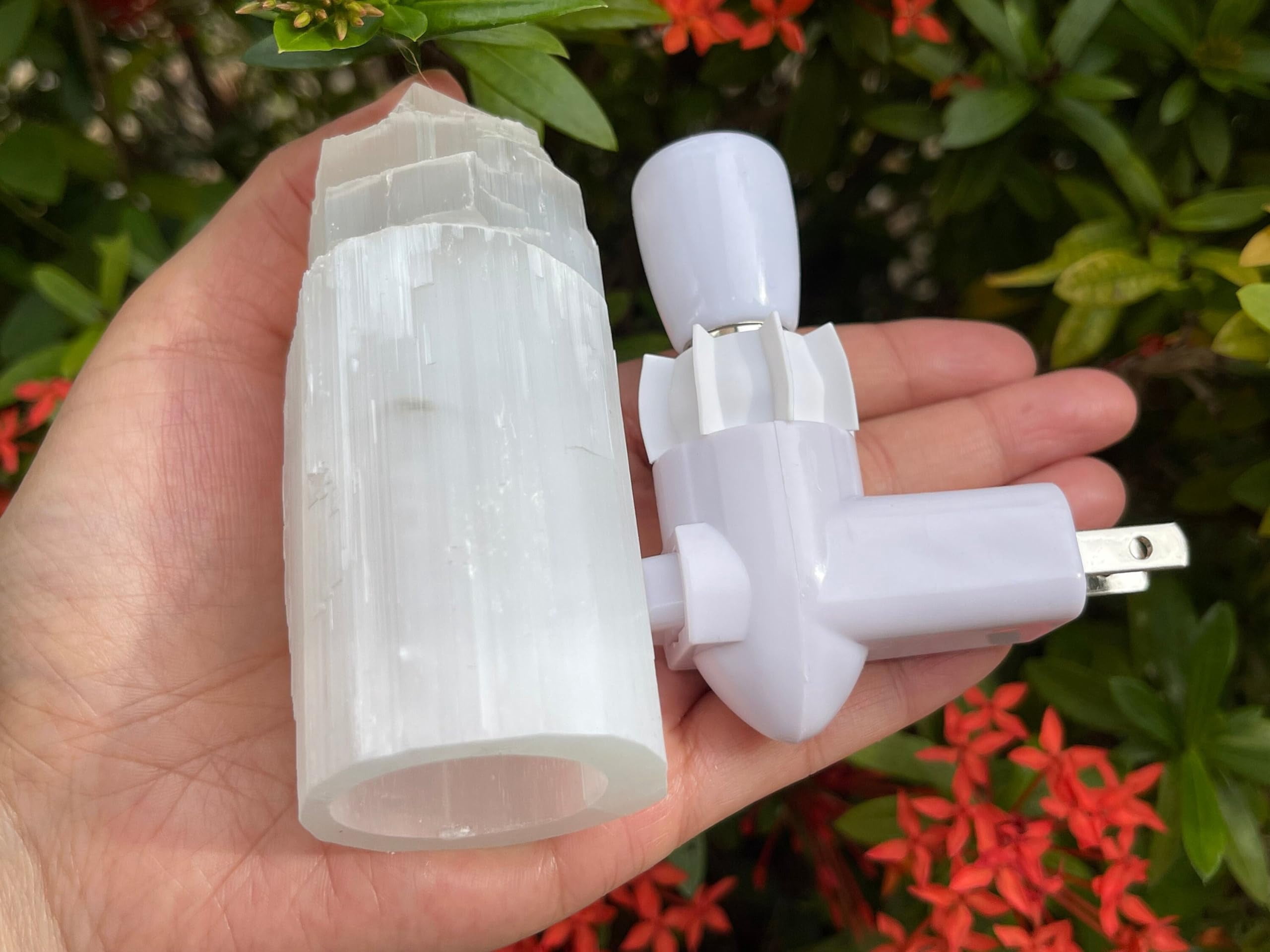 Selenite Iceberg Night Light, Selenite Crystal Nightlight Plugin, Selenite Skyscraper, Night Light Kids and Baby Nursery (2 Night Lights)