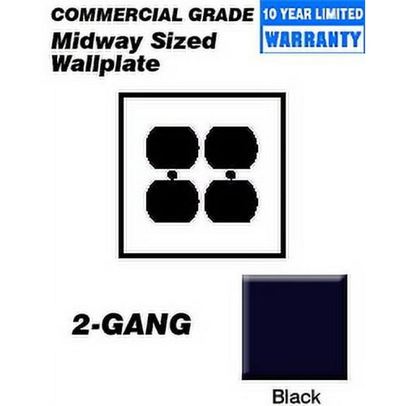 Leviton PJ82-E Wallplate -Gang Duplex Midway Size Nylon - Black
