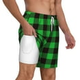 thumbnail image 3 of Gaeub Buffalo Plaid Green Black Mens Swim Trunks Stretch Beach Shorts Quick Dry for Men Swim Shorts Swimwear with Pockets- 3X-Large, 3 of 9
