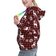 thumbnail image 2 of Uemuo Plaid Reindeer Snowflakes Pattern Women's Hoodie with Eye-catching Drawstrings- Casual Pullover Hoodie with Kangaroo Pocket, Stylish Hooded Sweatshirt-Large, 2 of 7