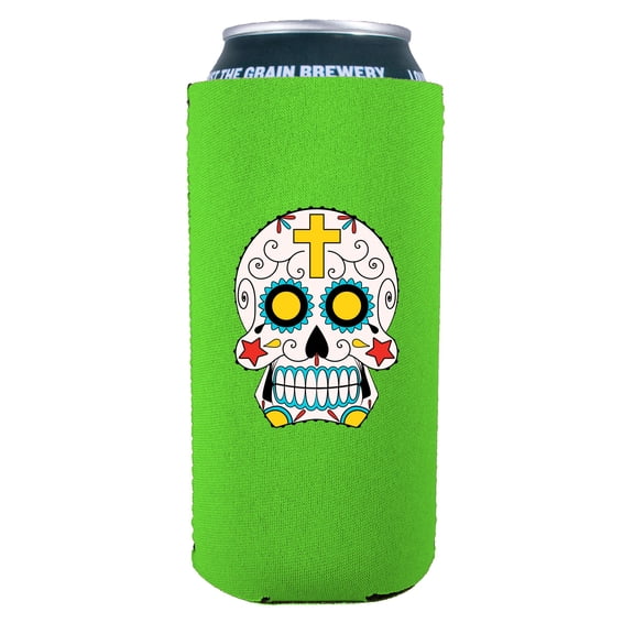 Sugar Skull 16 oz. Can Coolie (Bright Green)