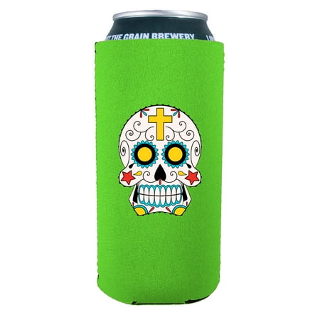 

Sugar Skull 16 oz. Can Coolie (Bright Green)