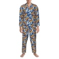 thumbnail image 3 of Fuzoiu Colorful Butterfly1 Print Men's Long-Sleeved Pajama,Lounge Button Down Nightwear,Mens Notch Collar Pajama Set -X-Large, 3 of 7