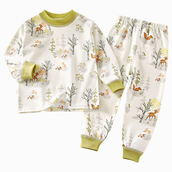 masbird Kids Clothes for Boys Girls 2 Piece Toddler Clothes Cotton Outfit Fall Winter Sleepwear Set 6-12 Months 12-24 Months 2t 3t 4t 5t 6t 7t 8t 9t Children(Yellow,7-8 Y)