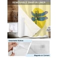 thumbnail image 5 of No Hook Shower Curtain with Snap-in Liner, Blue Dragonfly Waterproof Fabric Bathroom Curtains, Yellow Vintage Art Bath Curtains & Mesh Top Window 72"x96" Extra Long, 5 of 9