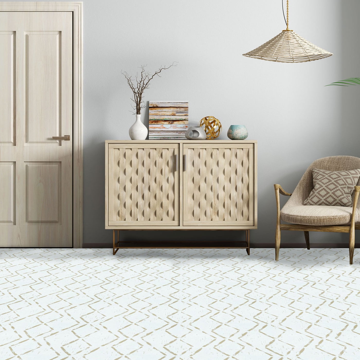 12 x 12 in. Luxury Flooring Retro Self Adhesive Peel & Stick Vinyl Floor Tiles, Diamond