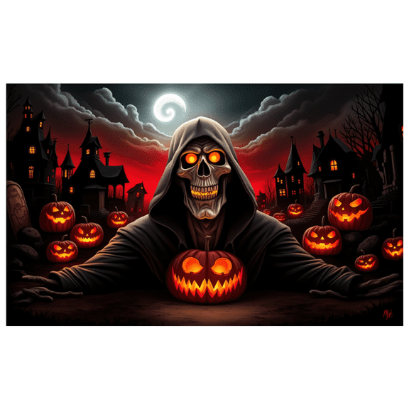 Spooky Design Halloween Banner Skeleton Pumpkin Decoration Haunted Graveyard Scene for Halloween Party Outdoor Indoor