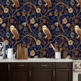 thumbnail image 2 of Peel and Stick Wallpaper Elegant Owl Floral Gold Navy Blue Tones Botanical Wall Mural 17.7in x 9.8ft Self Adhesive Removable Wall Paper Renter Friendly Wallpaper for Nursery Bedroom Cabinets, 2 of 8