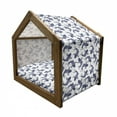 thumbnail image 2 of Koi Fish Pet House, Carp Koi Sketch Drawing with Detailed Fish Scales Pattern Eastern Marine Life, Outdoor & Indoor Portable Dog Kennel with Pillow and Cover, 5 Sizes, Navy Blue White, by Ambesonne, 2 of 5