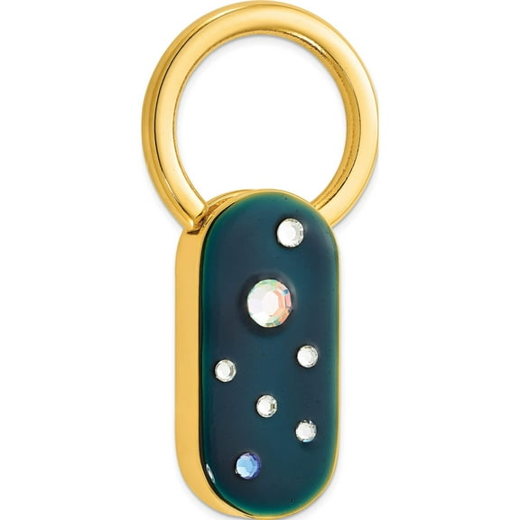 Fashion 1928 Gold-Tone Blue Enamel With Crystals Key Fob Made In United States gm3756