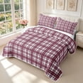 thumbnail image 3 of Manfei Vintage Plaid Quilt King,Retro Grid King Coverlet Set,Red,3-Piece,1 Bedspread and 2 Pillowcases, 3 of 7