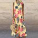 thumbnail image 2 of Vestido largo suelto sin mangas con cuello redondo y estampado informal de verano para mujer a la moda Fridja  hj398, 2 of 8