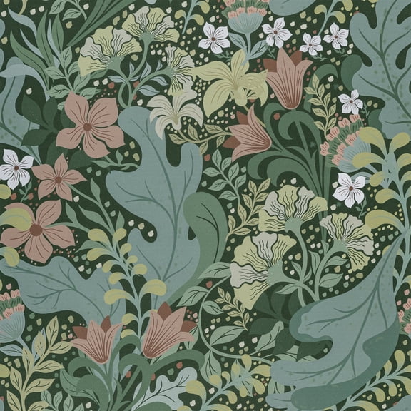 UMIGGEE Peel and Stick Wallpaper Green Floral Wallpaper Self Adhesive Removable Wallpaper Waterproof Contact Paper for Living Room Bedroom Decor 17.7" x 118"