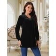 thumbnail image 3 of DARING DIVA Women's Velvet V Neck Long Sleeves Casual  Blouses L Black, 3 of 8