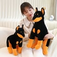 thumbnail image 3 of Kitem Sitting Doberman Pinscher Plush Toy Cute Soft Fluffy PP Cotton Stuffed Dog Animal Plushie Kids Comfort Toy Doll Home Decoration Girlfriend Birthday Gift, 3 of 13