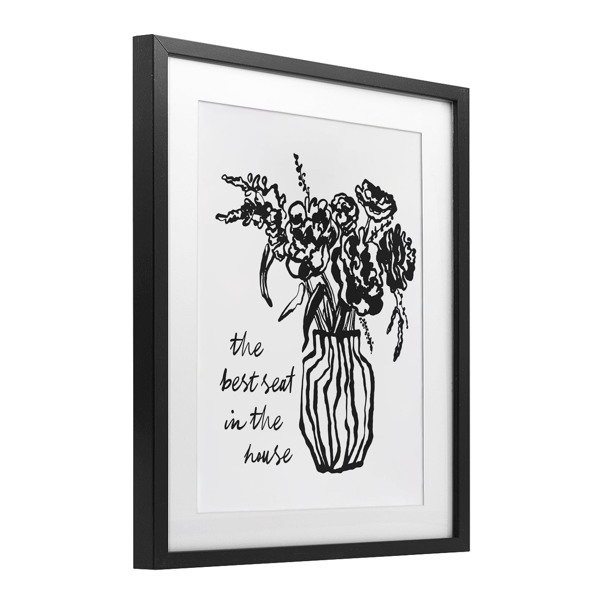 Stupell Industries Best Seat in House Bathroom Black Framed Print Under Glass, design by Lettered and Lined