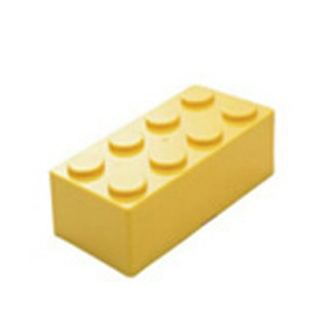 Caja de almacenamiento con formas de bloques de construcción, caja espacial de plástico superpuesta práctica (rectángulo amarillo)