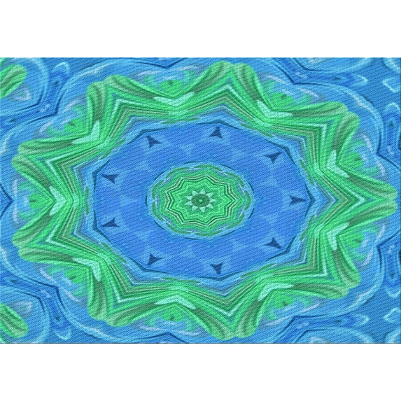 Ahgly Company Machine Washable Indoor Rectangle Transitional Blue Area Rugs, 7' x 9'