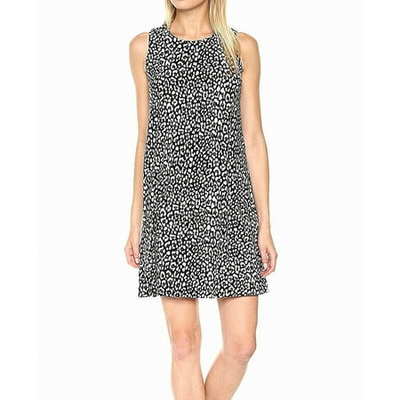 Tommy Hilfiger Women's Animal-Print Jersey Shift Dress (10, Black/Ivory)