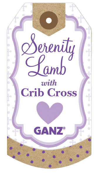 Girl Ganz Serenity Lamb With Crib Cross Christening or Baptism Gift Pink 
