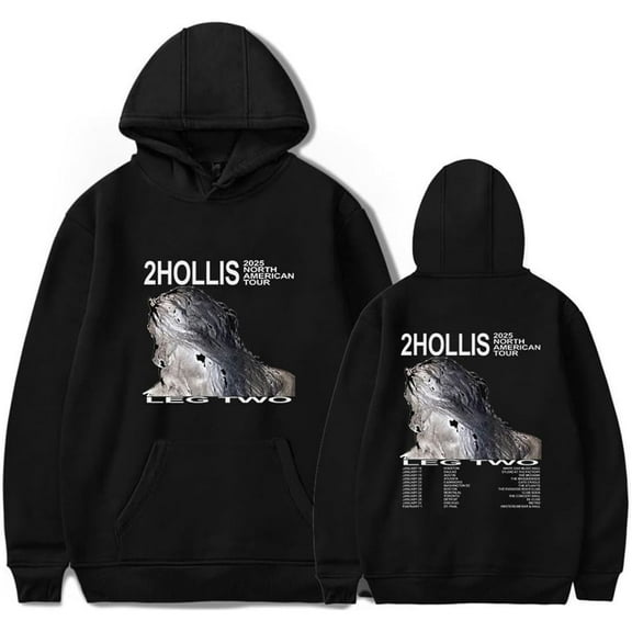 2hollis Tour 2025 Merch Unisex casual hooded sweatshirt with fashionable printed pullover