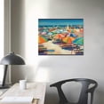 thumbnail image 3 of Nawypu  Beach Umbrellas Canvas Wall Decor by Artist Liz Jardine for Living Room, Bedroom, Bathroom, Kitchen, Office, Bar, Dining & Guest Room - Ready to Hang - 20x16 in, 3 of 4