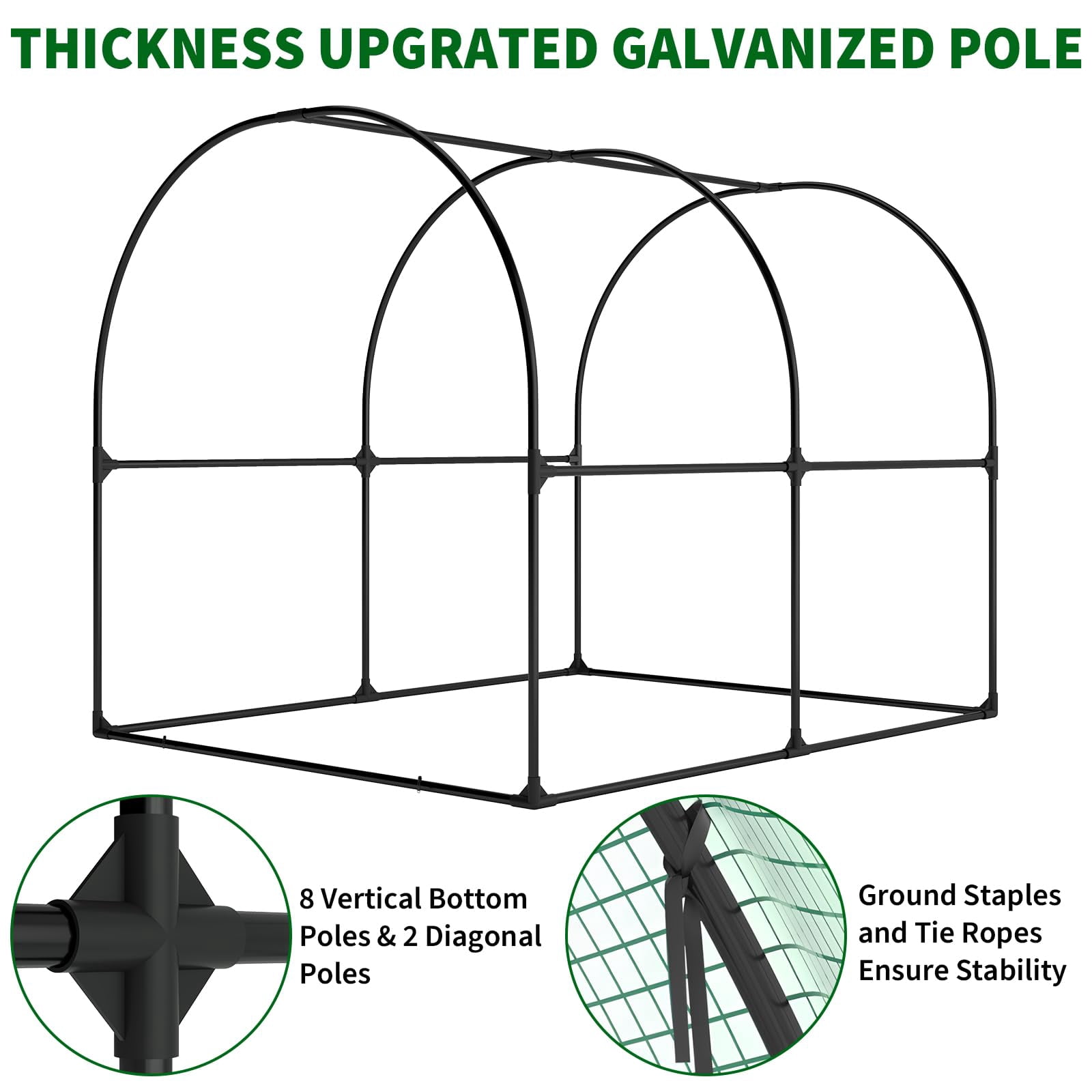 8.2x6.6x6.6 ft Premium Greenhouse for Outdoors,Upgraded Portable Walk-in Heavy Duty Frame Large Garden Plant Hot Outside Hoop House,Green