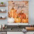 thumbnail image 6 of Hello Pumpkin Sheer Curtains 54 Inches Long, Orange Thanksgiving Fall Farm Wooden Light Filering Curtains, Breathable Simi Curtain Privacy Drapes for Kitchen Bathroom Nursery Window Treatment, 6 of 9
